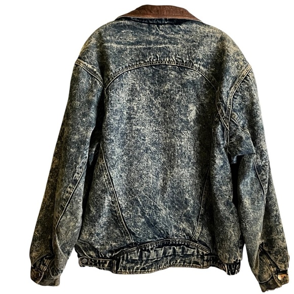 Y2K New Territories Barn Chore Jacket Lambs Leather Sherpa Denim Men’s Large - Picture 2 of 15